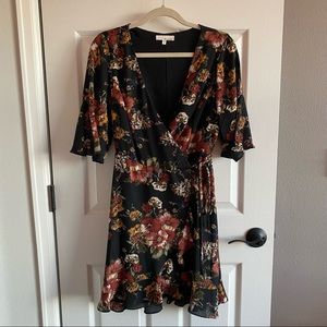 Floral Ruffle Wrap Dress